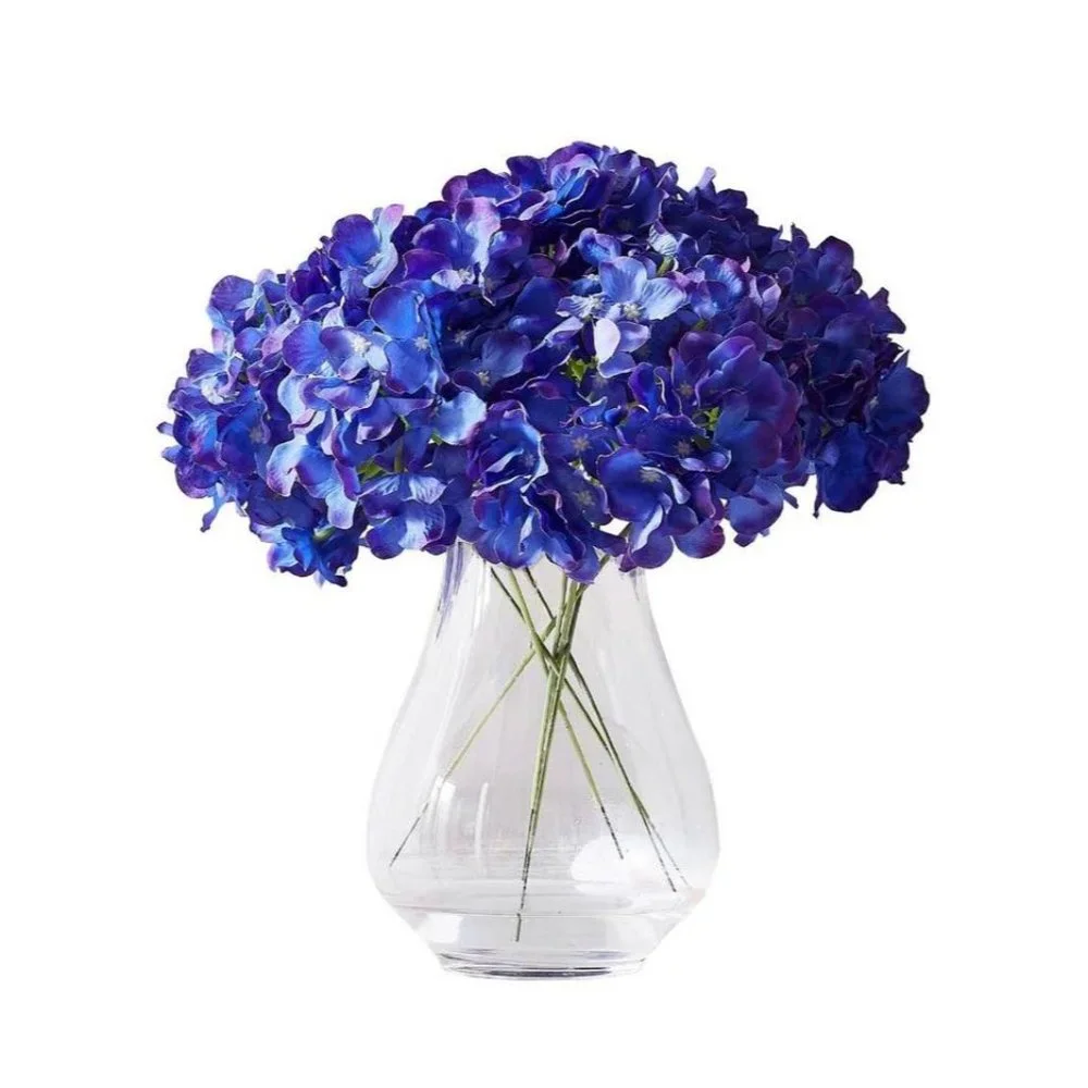 50 pack | Lavender Blue Artificial Hydrangea Flower Purple Silk Wedding Bouquet